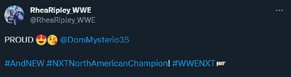 Rhea Ripley's tweet to Dominik